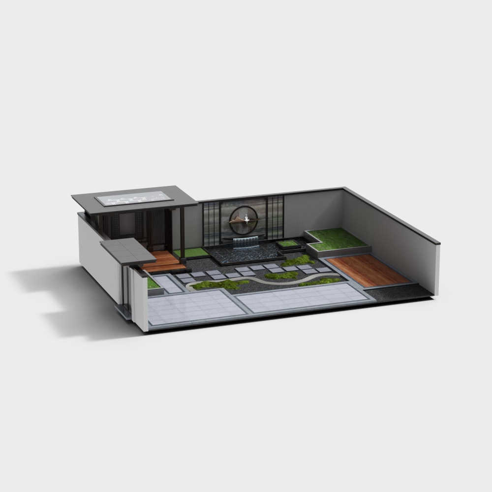 Urban Garden Low-Poly 3D Model
