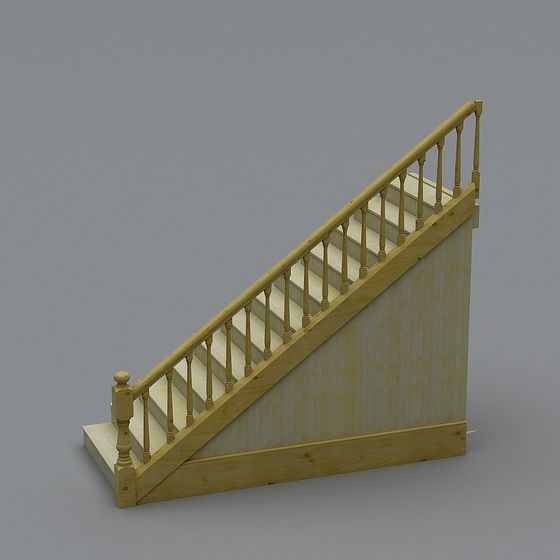 Elegant Low-Poly Wooden Staircase 3D model