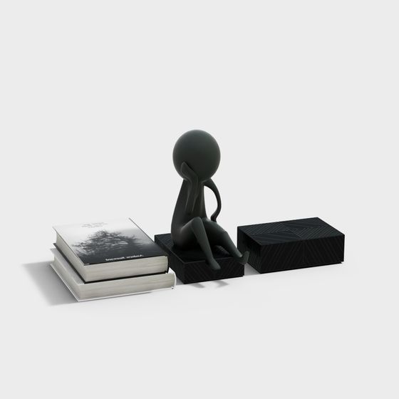 Thoughtful Low-Poly 3D Model for Creative Projects