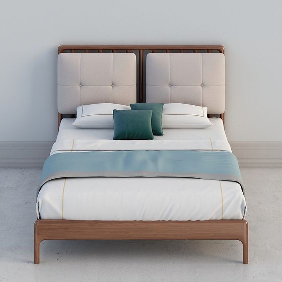 Stylish Low-Poly Bed 3D model for Contemporary Spaces