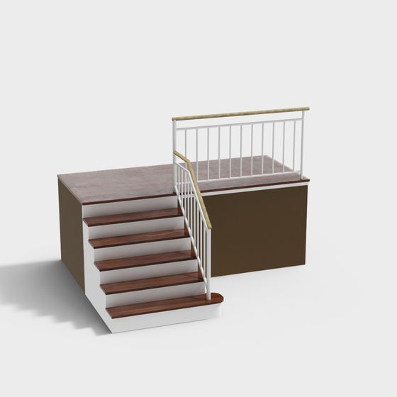 Elegant Low-Poly Staircase 3D model for Modern Interiors