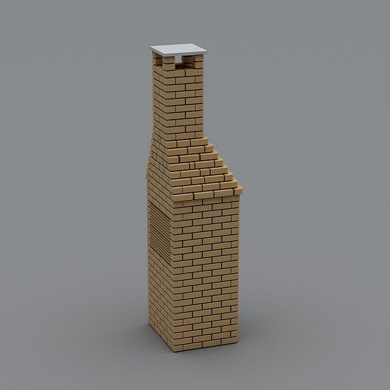 Versatile Brown Brick Chimney 3D model