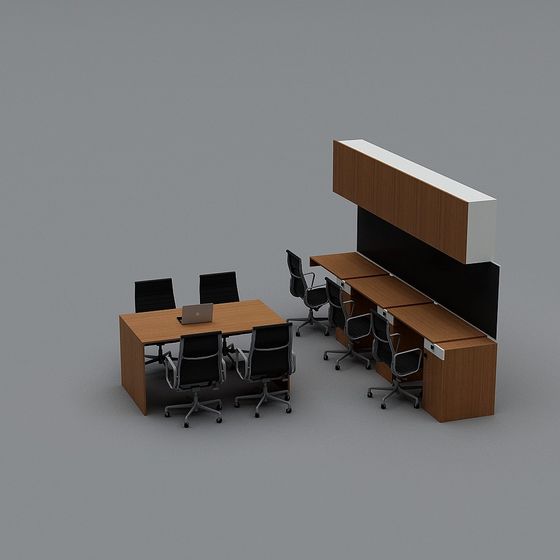 Low-Poly Modern Office Workspace 3D model