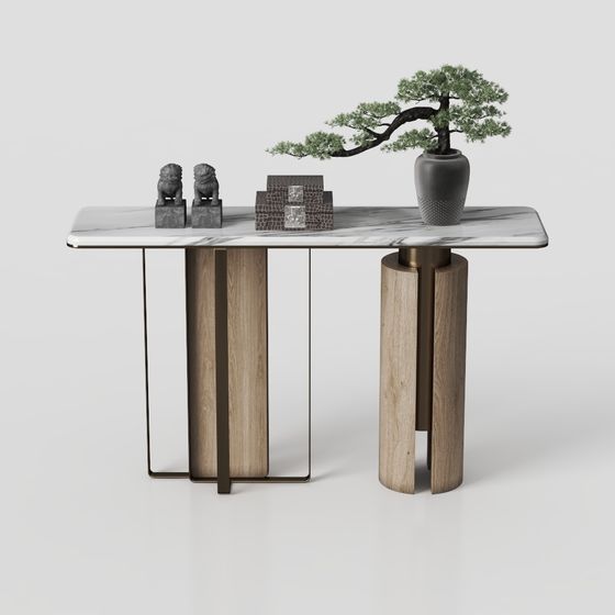 Elegant Low-Poly Marble Table 3D model