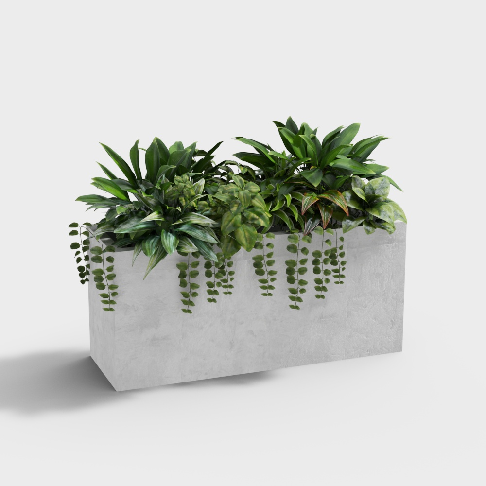 Modern Minimalist Concrete Planter 3D model