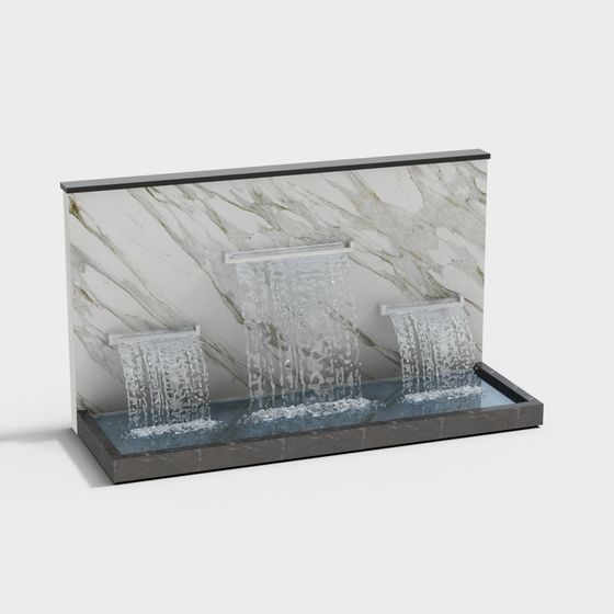 Urban Waterfall Low-Poly 3D model