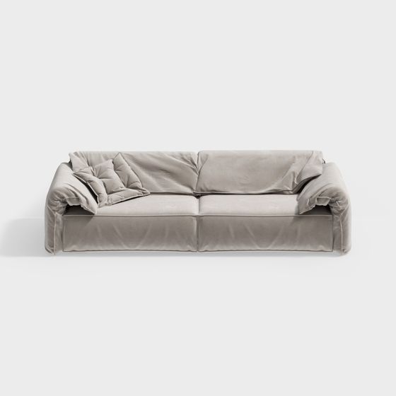 Y-26 Elephant Ear Sofa 3D Model (3 Meters, Split Cushion) in Beige