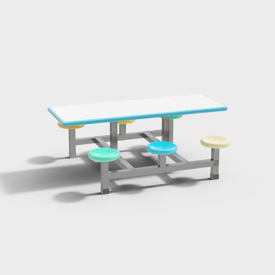 Vibrant Colorful Dining Table and Chair 3D model