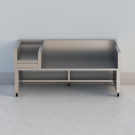 Sleek Stainless Steel Workbench 3D model