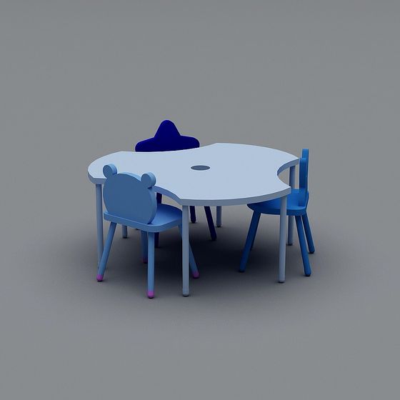 Colorful Children Table and Chair 3D Model for Creative Spaces