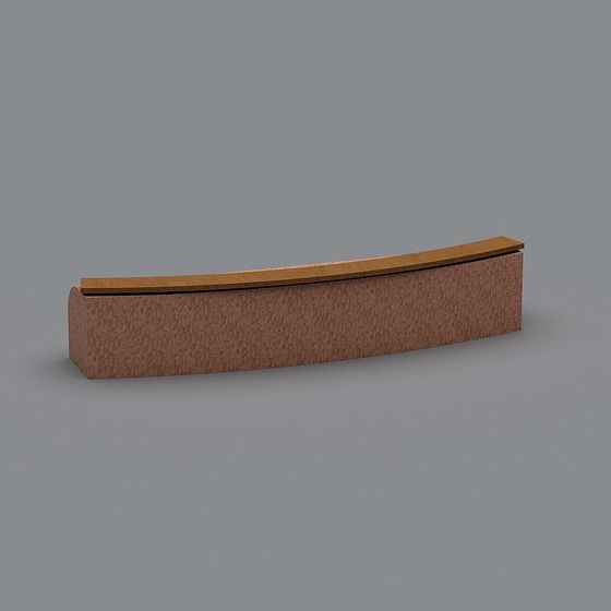 Curved Wooden Platform 3D model