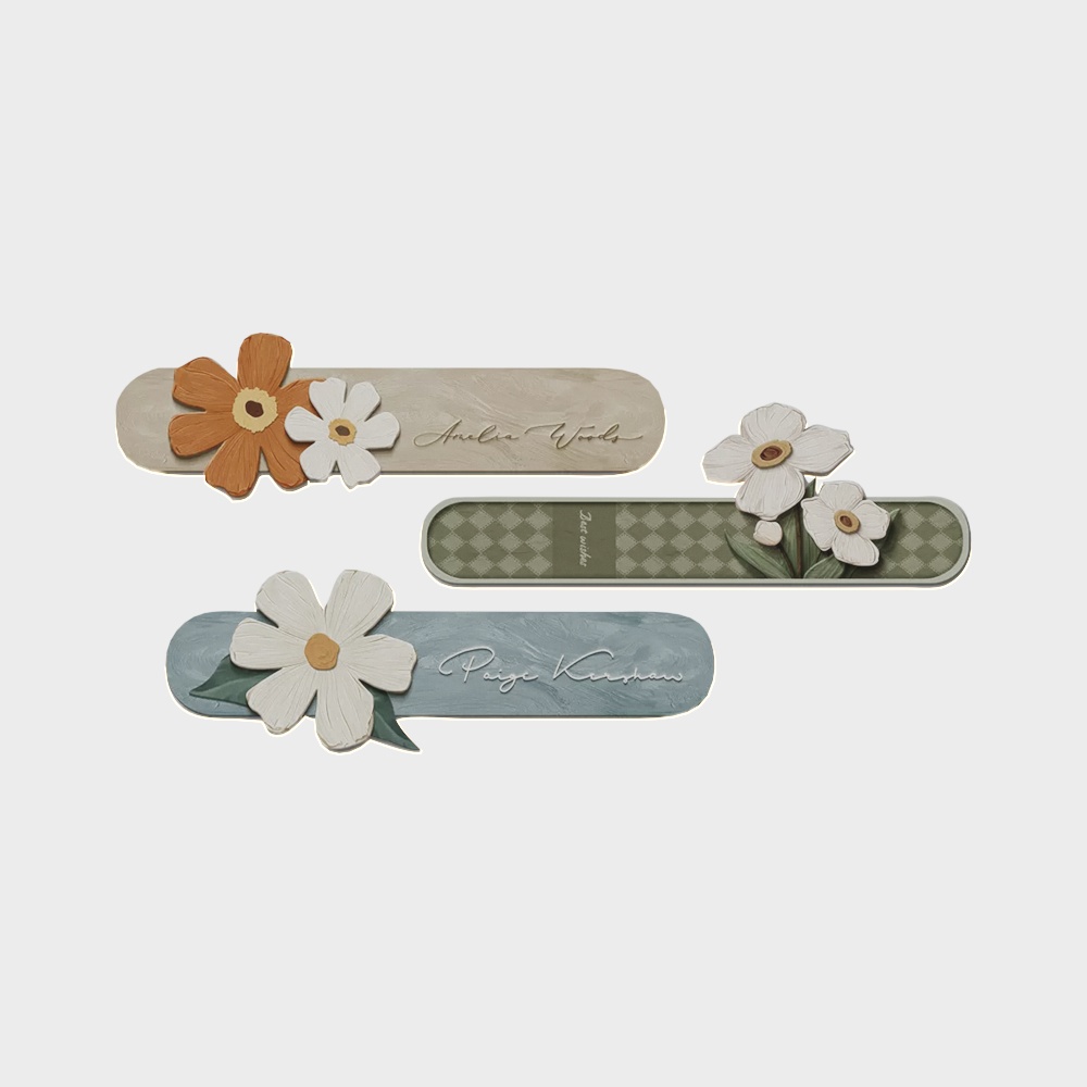 Elegant Floral Nameplates 3D model for Creative Projects