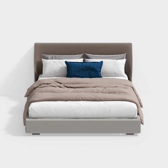 Elegant Low-Polygon Bed 3D model for Modern Interiors