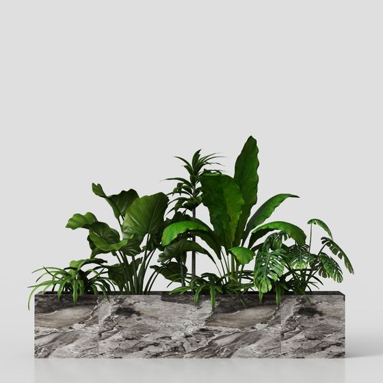 Low Poly Marble Planter 3D Model