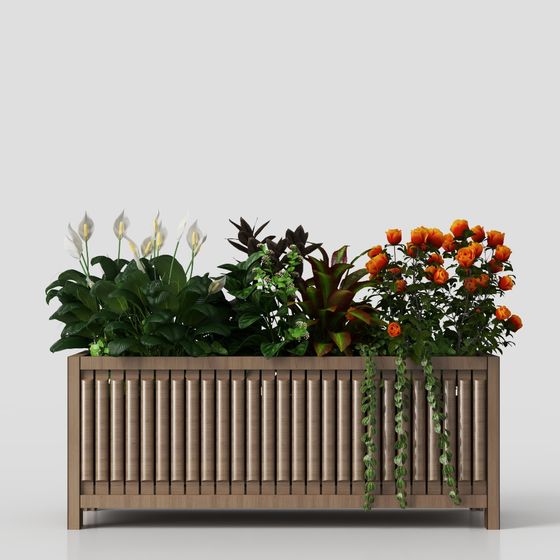Chic Outdoor Flower Box 3D Model in Brown