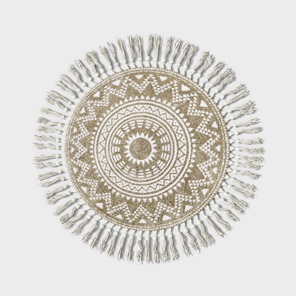 Boho Round Rug 3D Model – Geometric Pattern
