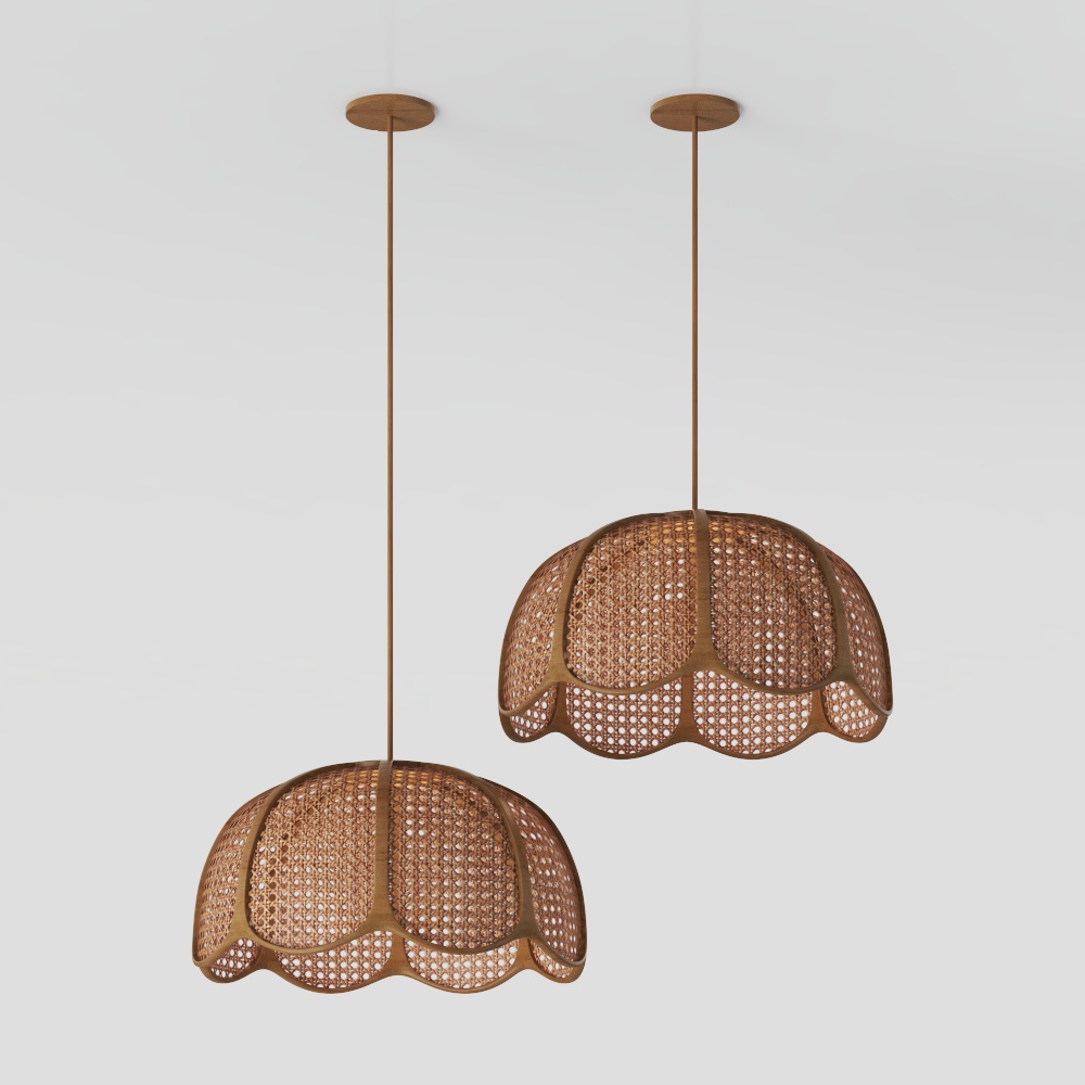 Low Poly Pendant Light 3D Model – Wooden Nature Design
