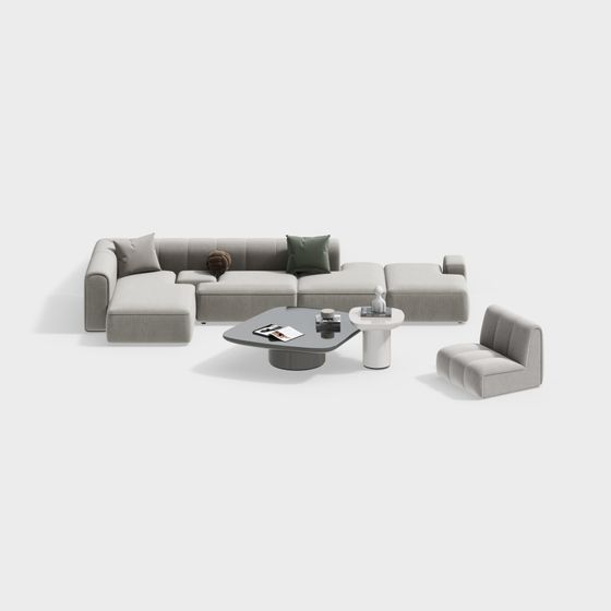 Low Poly Modern Sofa Set 3D model