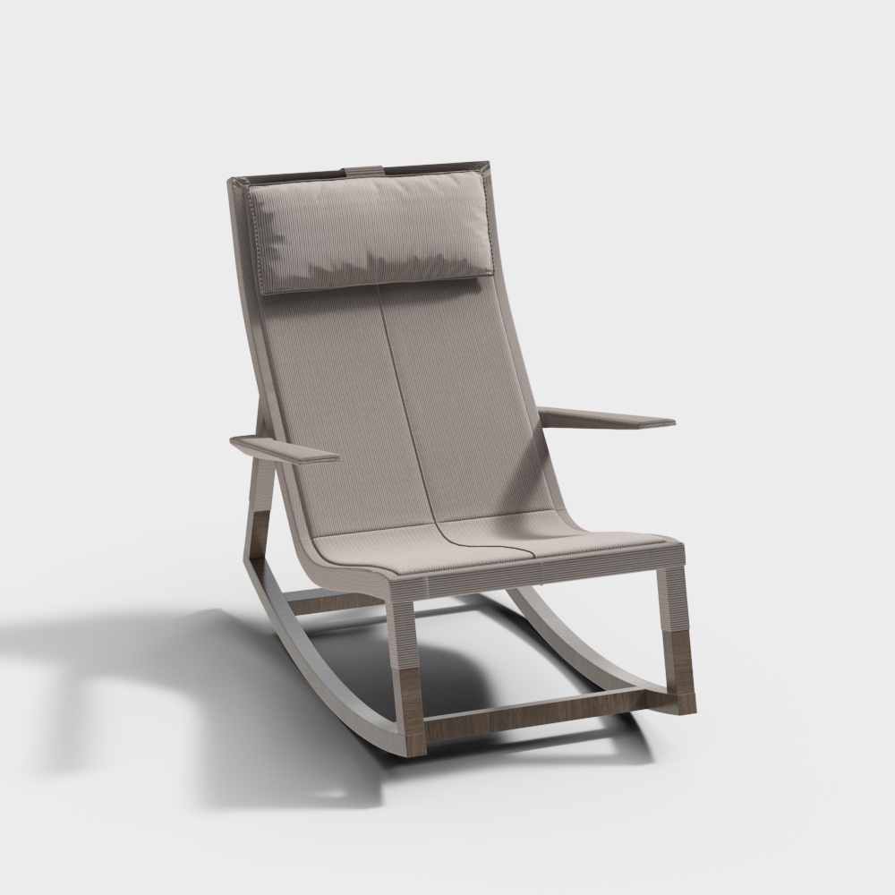 Urban Leisure Chair 3D Model – Minimalist Fabric and Wood