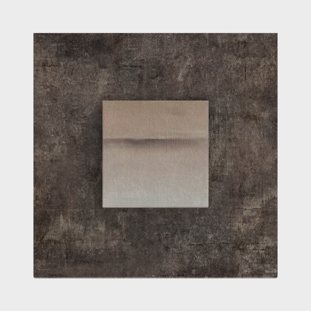 Minimalist Metal Cube on Concrete Wall 3D Model