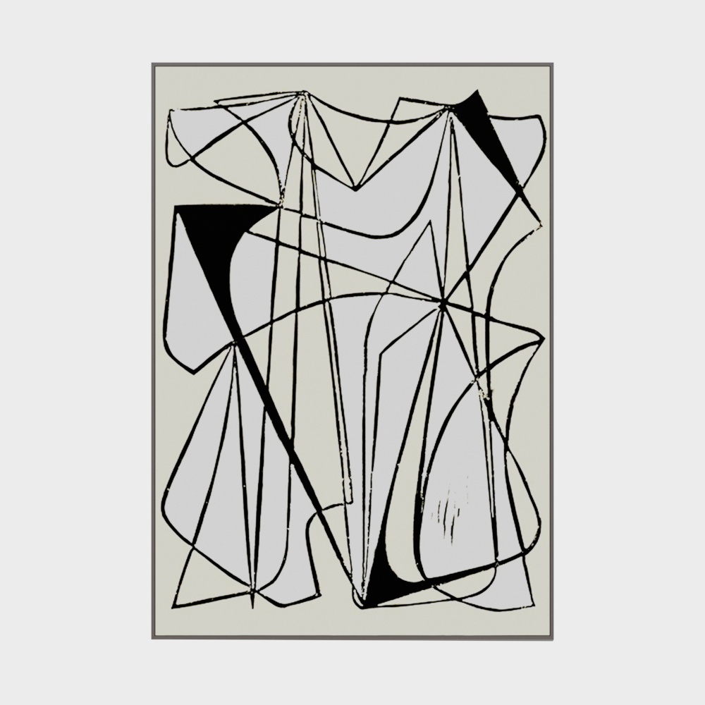 Abstract Geometric Dance 3D Model – Low-Poly Black & White