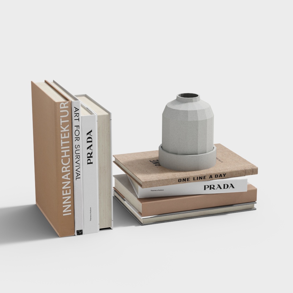 Low-Poly Bookshelf and Vase 3D model