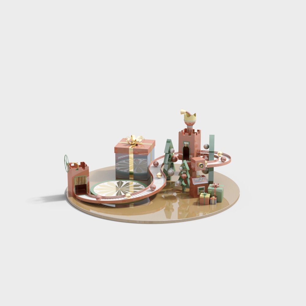 Magical Low-Poly Christmas 3D Model with Festive Colors