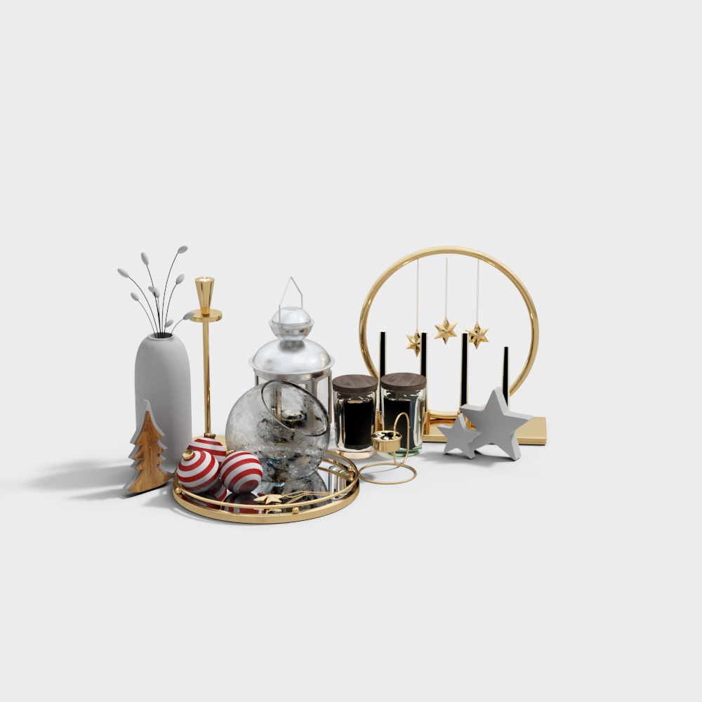 Holiday Decorations 3D Model – Vibrant Festive Ornaments
