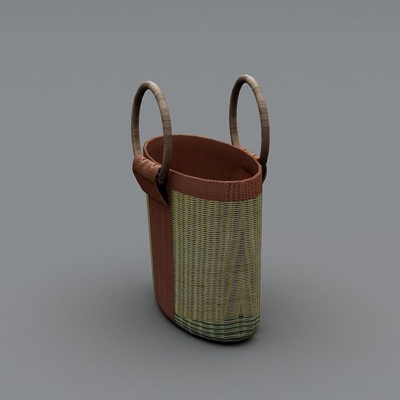 Low-Poly Woven Basket 3D Model