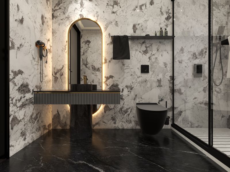 Modern Minimalist Gray Bathroom Design