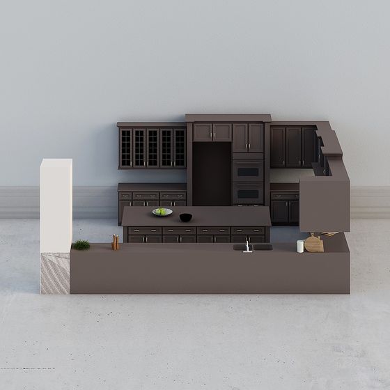 Modern Low-Poly Kitchen 3D Model Design