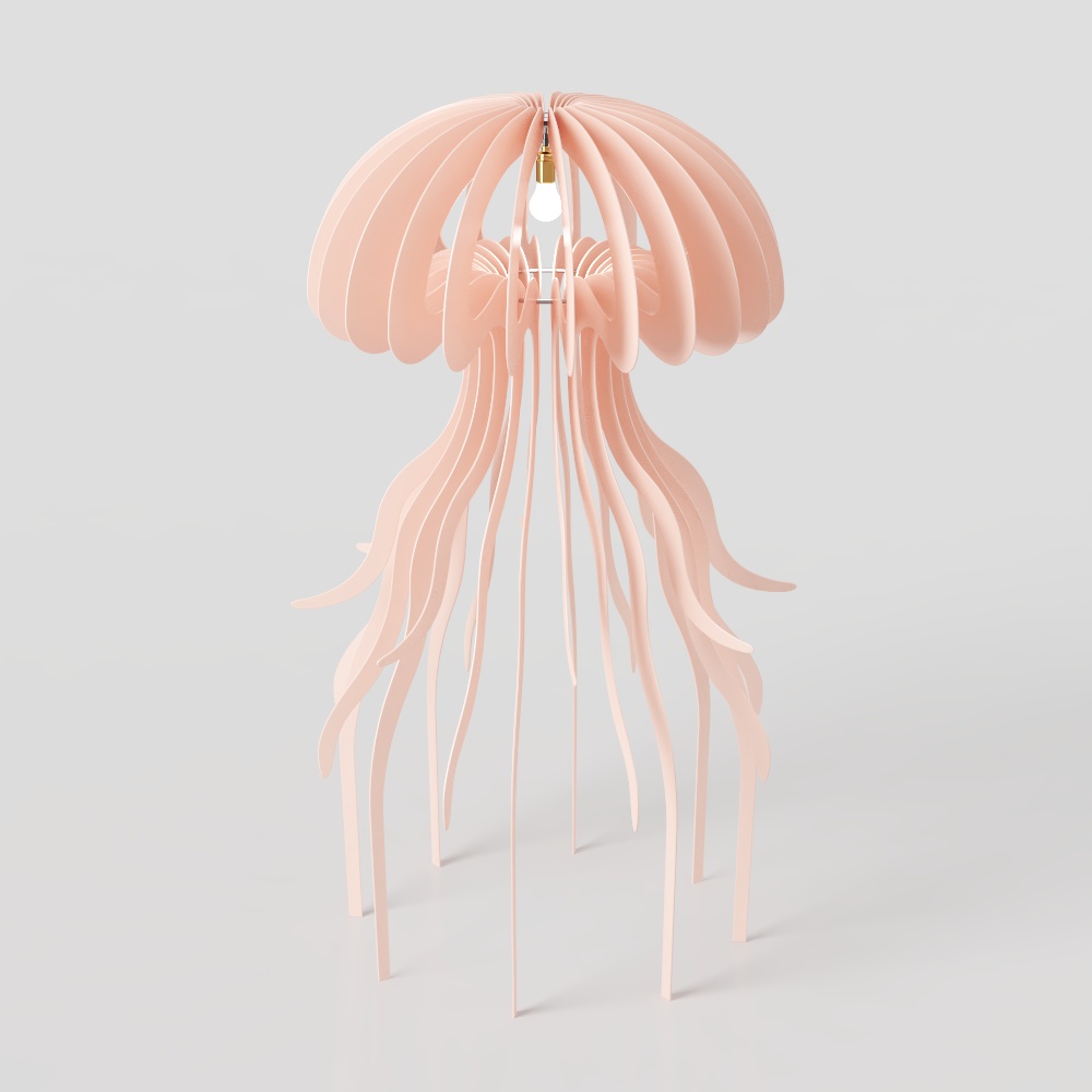 Dreamy Jellyfish Chandelier 3D Model – Soft Pink Design