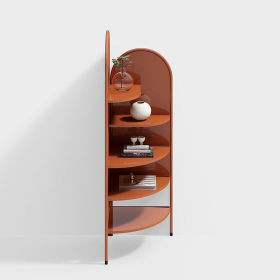 Elegant Curved Bookshelf 3D Model Design