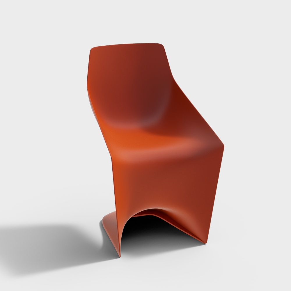 Sleek Orange Chair 3D Model – Streamlined Modern Design