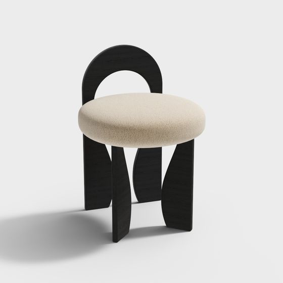 Stylish Curved Seat 3D model for Creative Spaces