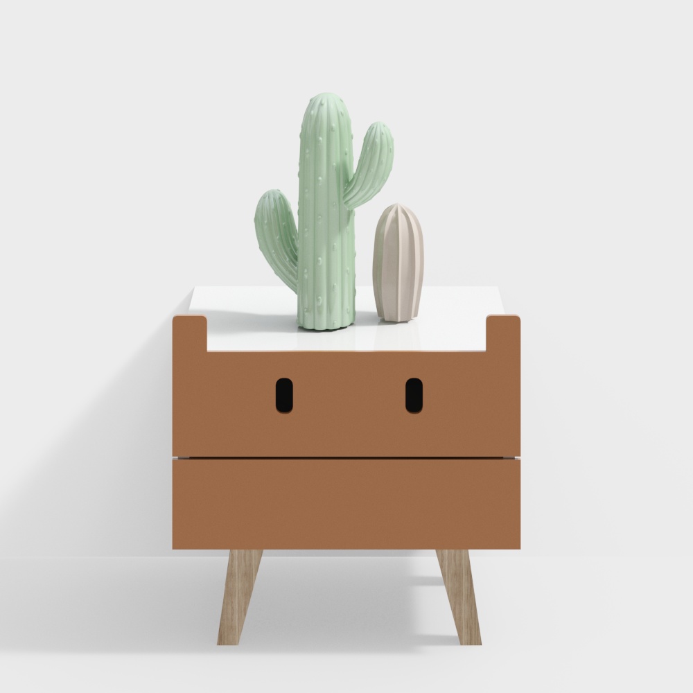 Charming Low-Poly Nightstand 3D Model – Wooden Furniture