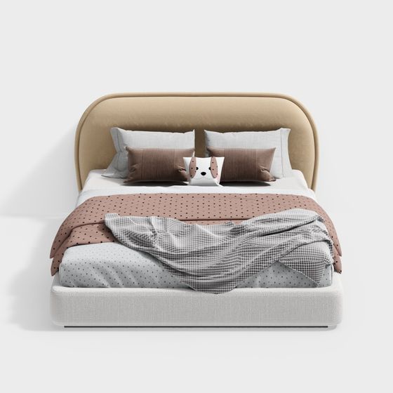 Elegant Low-Poly Bed 3D model for Modern Interiors