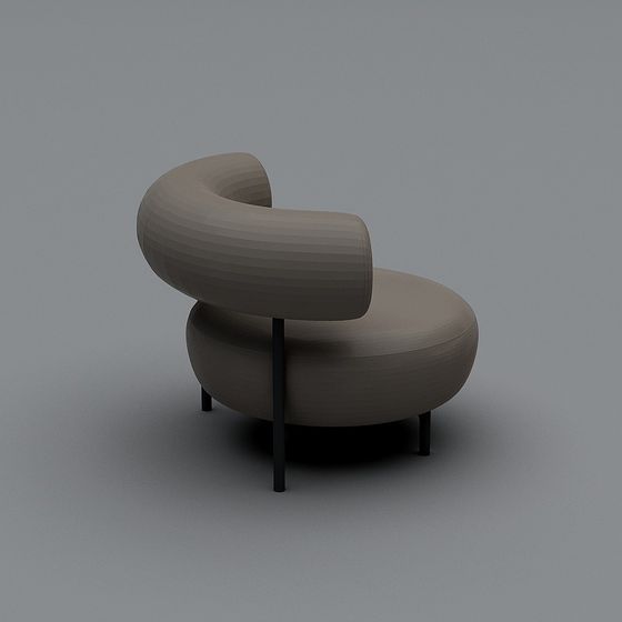 Unique Curved Low-Polygon Chair 3D model
