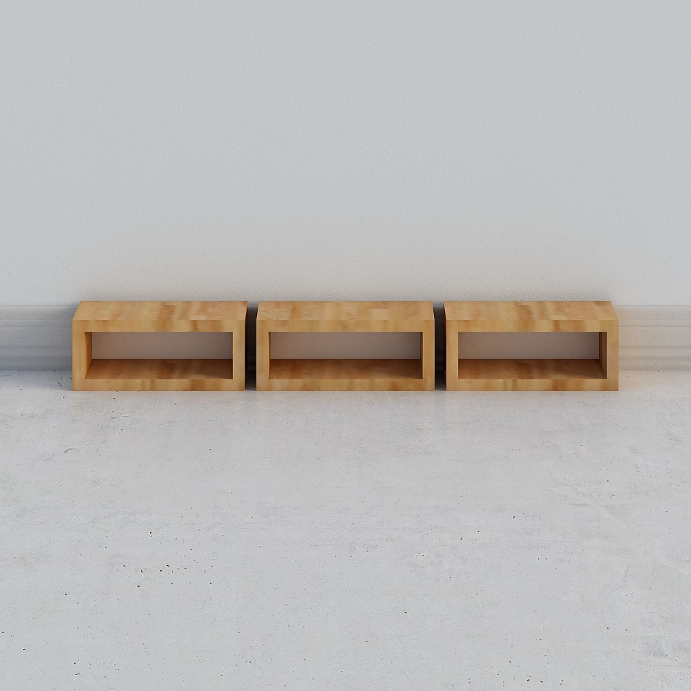 Wooden Shelf Set 3D model