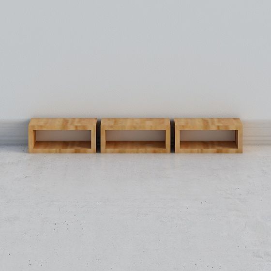 Wooden Shelf Set 3D model
