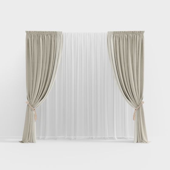 Elegant 3D Curtain Model for Interior Design