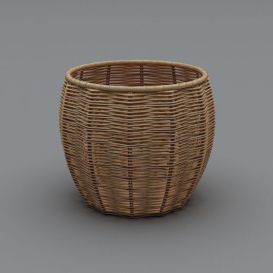 Rustic Wicker Basket 3D model