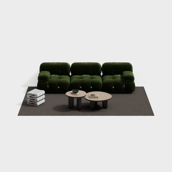 Elegant Low Polygon Sofa Set 3D model