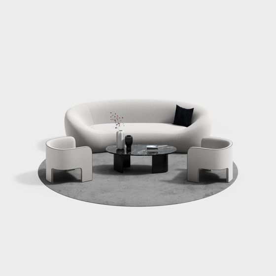 Curvy Sofa Set 3D model for Modern Interiors