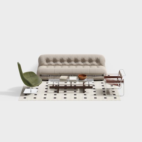 Sleek Minimalist 3D Furniture Set for Creative Spaces