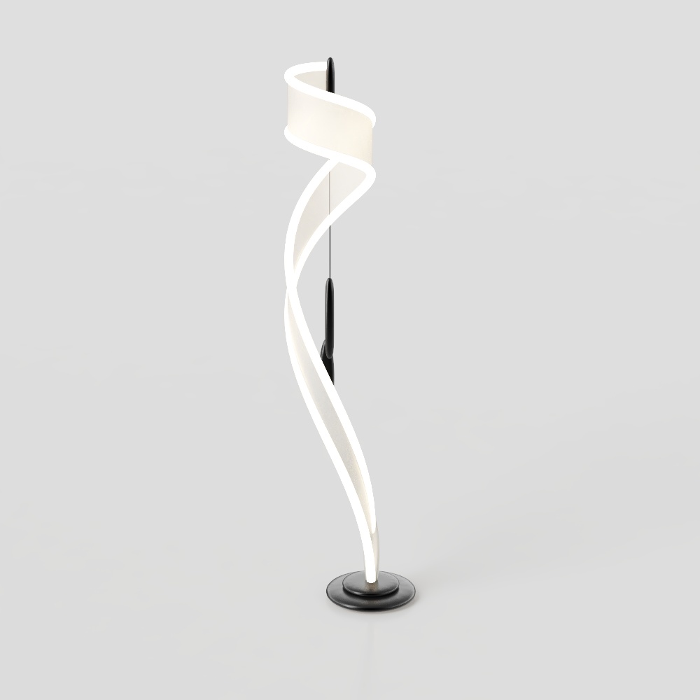Streamlined Floor Lamp 3D Model – Modern Black Metal Design