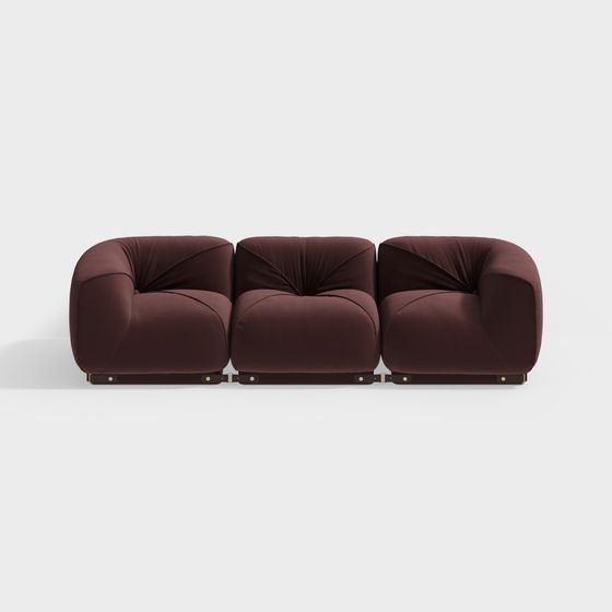 Chic Low-Poly Curved Sofa 3D model for Modern Spaces