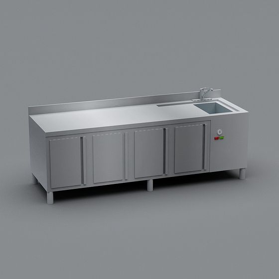 Low Polygon Stainless Steel Sink Cabinet 3D model