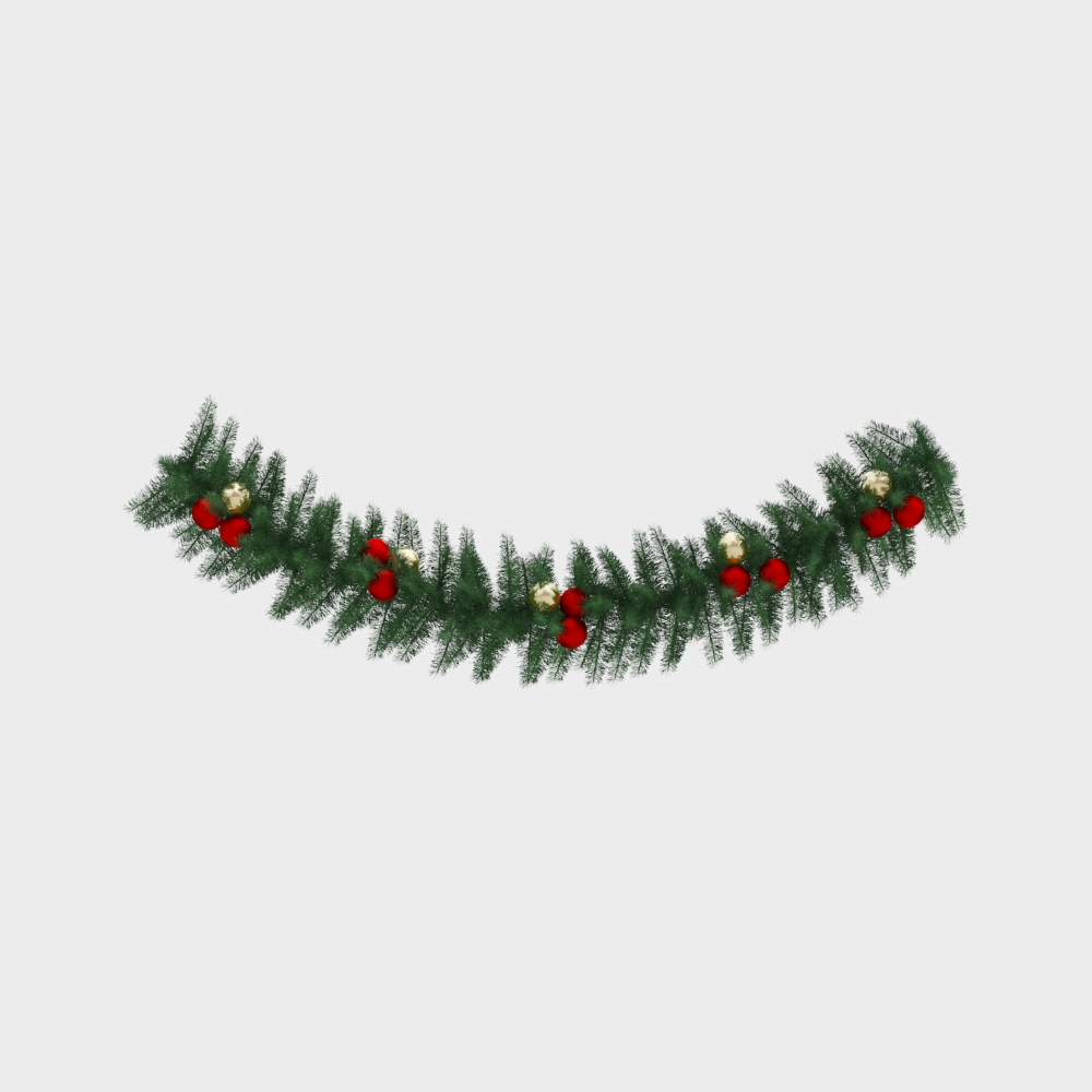 Festive Christmas Wreath 3D Model – Low-Poly Holiday Decor