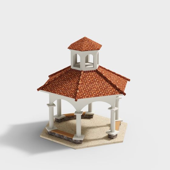 Charming Low-Polygon Pavilion 3D model